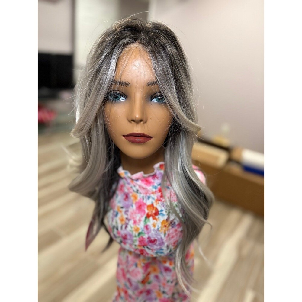 Chelsey Smith Cosmetics “ Jesslyn Slate Grey Blend Petite “ Wig lace cut New